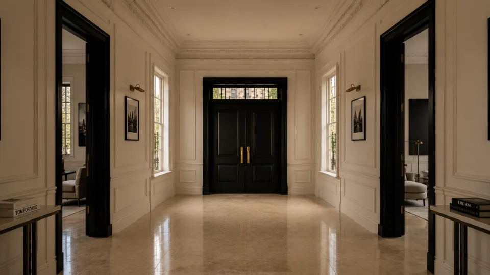 The entryway of Mason Monte's brownstone.